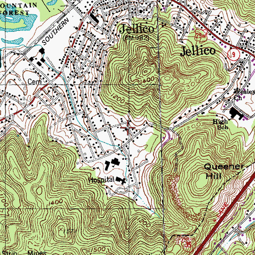 Topographic Map of Tannery Hollow Missionary Baptist Church, TN