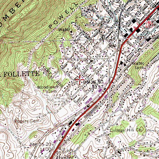 Topographic Map of West Walden Church of God, TN