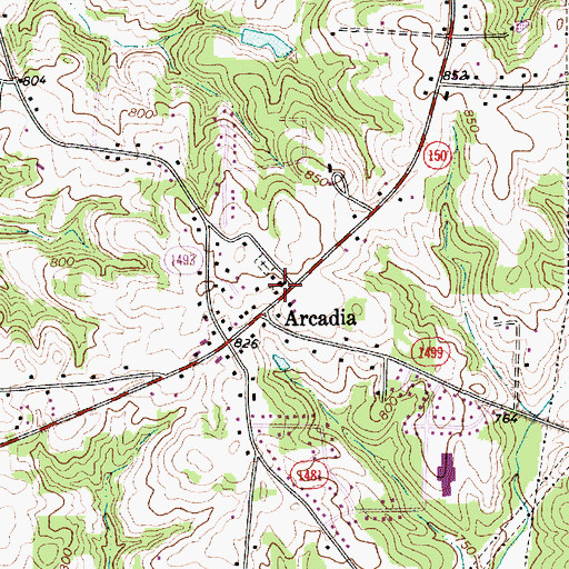 Topographic Map of Arcadia United Methodist Church, NC