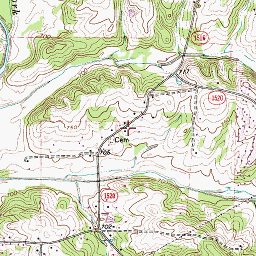 Topographic Map of Bethel Baptist Church, NC