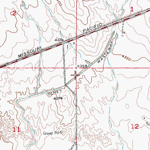 Topographic Map of Olney Wasteway, CO
