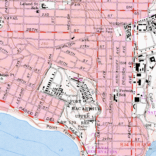 Topographic Map of Battery Barlow (historical), CA