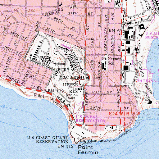 Topographic Map of Battery Leary (historical), CA