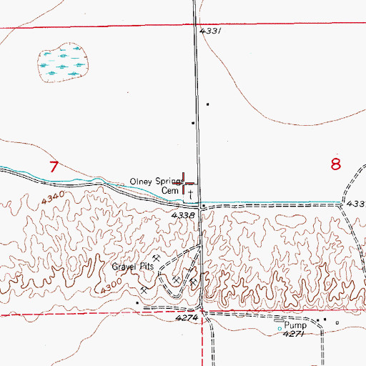 Topographic Map of Olney Springs Cemetery, CO