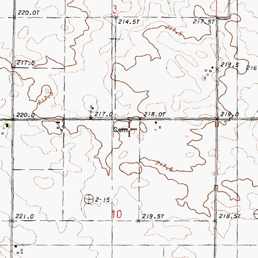 Topographic Map of Hawks Farm Cemetery, IL
