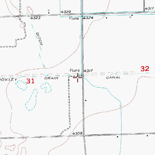 Topographic Map of Crowley Drain Canal, CO