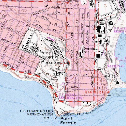 Topographic Map of Battery Merriam (historical), CA