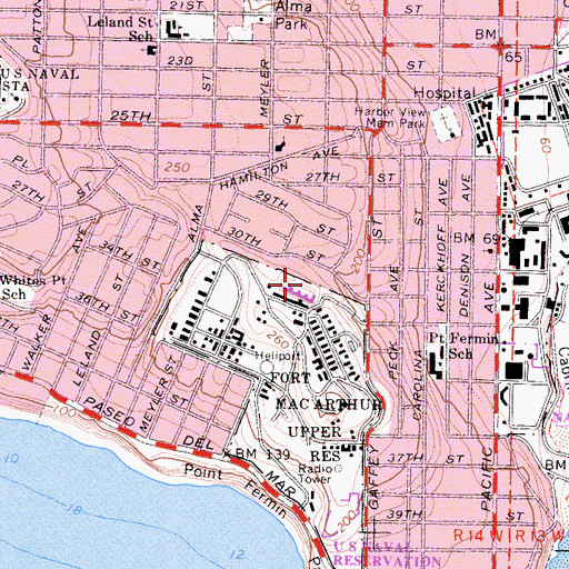 Topographic Map of Battery Saxton (historical), CA
