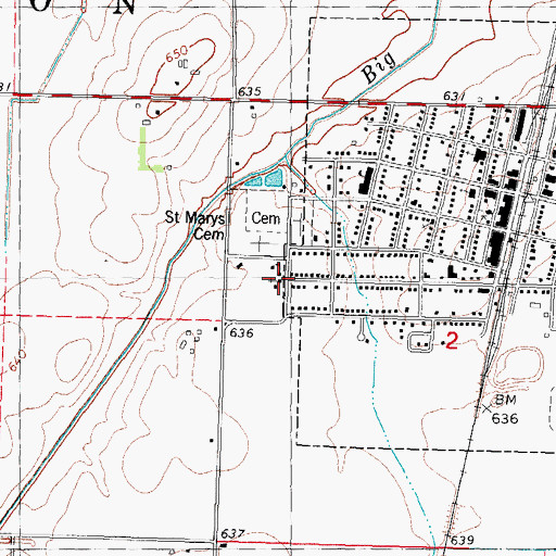 Topographic Map of Saint Marys Catholic Church, IL