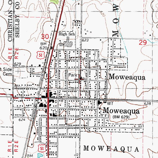 Topographic Map of First Baptist Church, IL