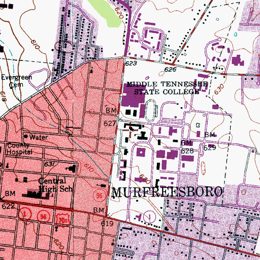 Topographic Map of Alumni Center, TN
