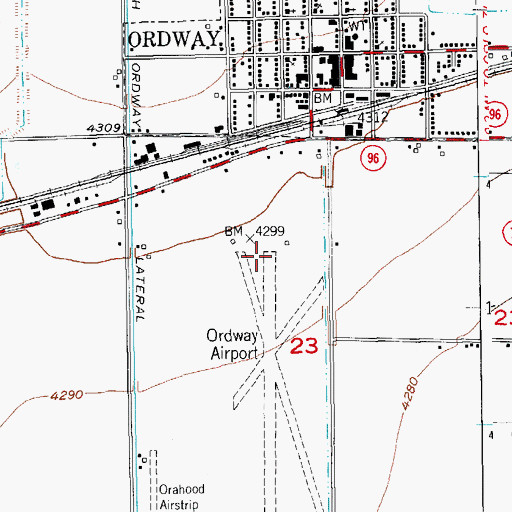 Topographic Map of Ordway Airport (historical), CO