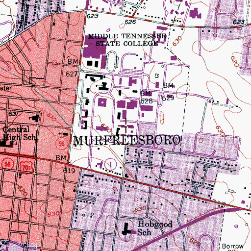 Topographic Map of Beasley Hall, TN