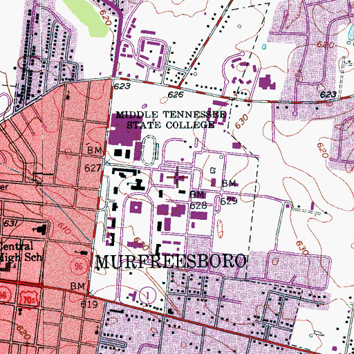 Topographic Map of Boutwell Dramatic Arts Building, TN