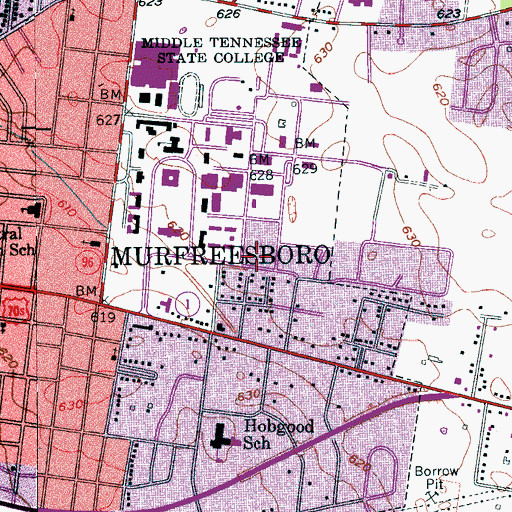 Topographic Map of Clement Hall, TN