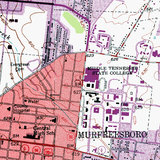 Topographic Map of Ellington Human Sciences Building, TN