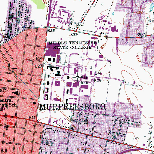 Topographic Map of Forrest Hall, TN