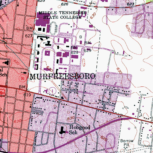 Topographic Map of Gore Hall, TN