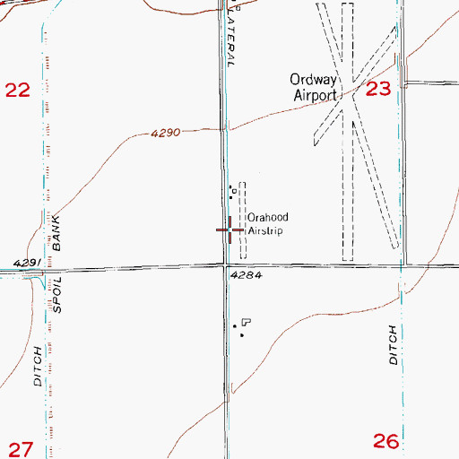 Topographic Map of Orahood Airstrip (historical), CO