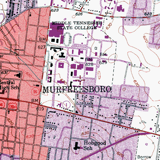 Topographic Map of Gracy Hall, TN