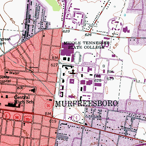 Topographic Map of Kirksey Old Main, TN