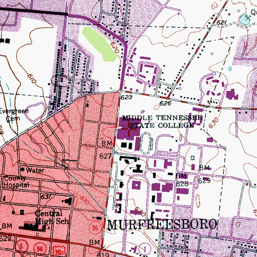 Topographic Map of Murphy Athletic Center, TN
