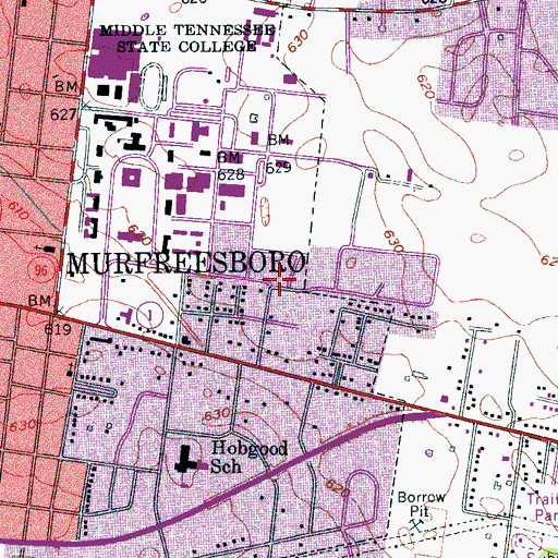 Topographic Map of Nicks Hall, TN
