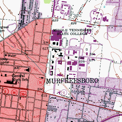 Topographic Map of Peck Hall, TN