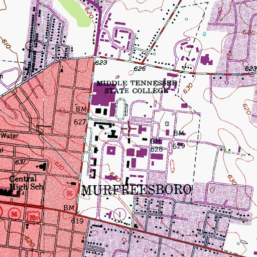 Topographic Map of Saunders Fine Arts Building, TN