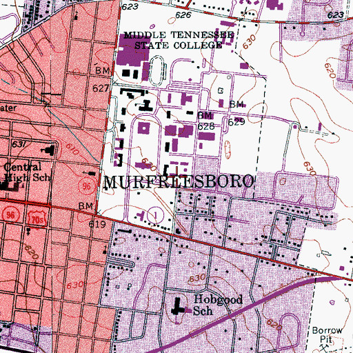 Topographic Map of Sims Hall, TN