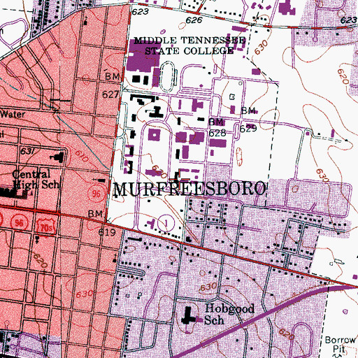 Topographic Map of Smith Hall, TN