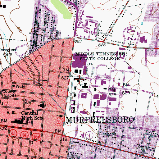 Topographic Map of Voorhies Industrial Studies Building, TN