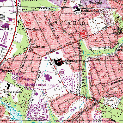 Topographic Map of Walt Whitman Middle School, VA