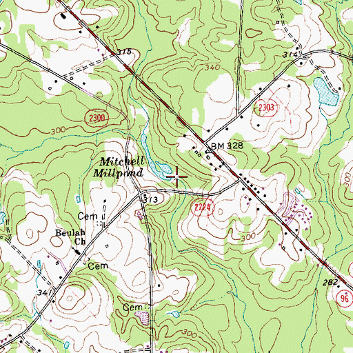 Topographic Map of Mitchells Mill (historical), NC