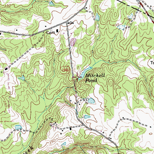 Topographic Map of Mitchells Mill (historical), NC
