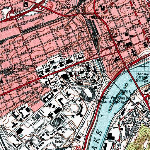 Topographic Map of Austin Peay Hall, TN