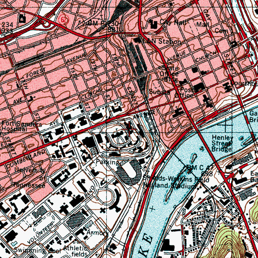 Topographic Map of Dabney-Buehler Hall, TN