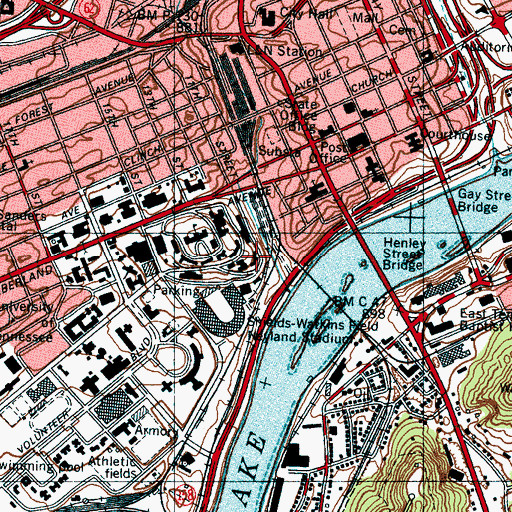 Topographic Map of Ferris Hall, TN