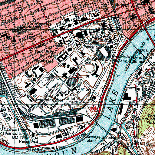Topographic Map of Gibbs Hall, TN