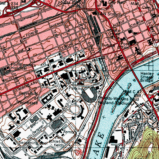 Topographic Map of Hesler Hall, TN
