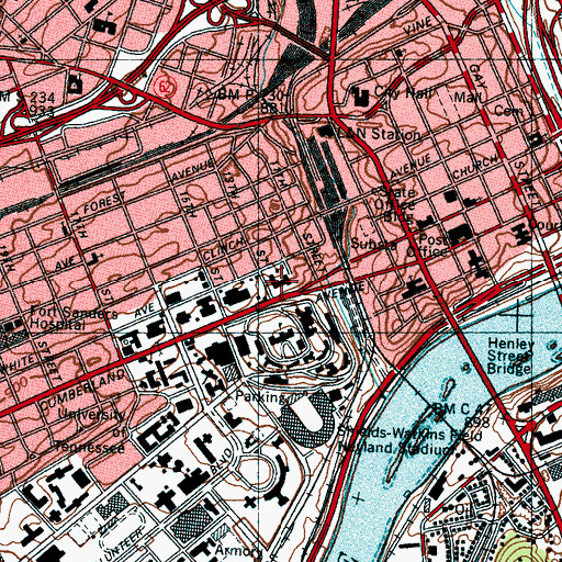 Topographic Map of Jessie Harris Building, TN