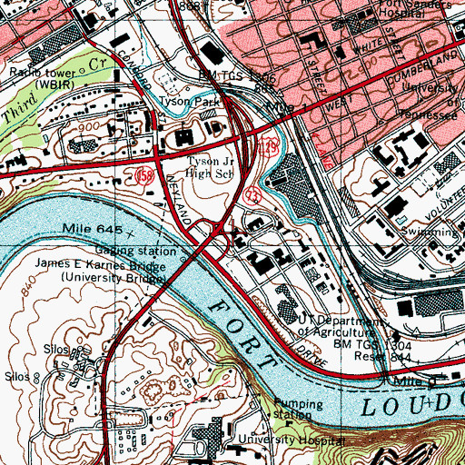Topographic Map of McCord Hall, TN