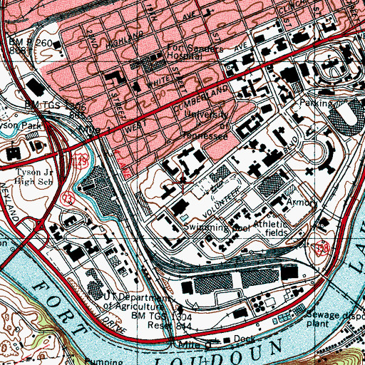 Topographic Map of Morrill Hall, TN