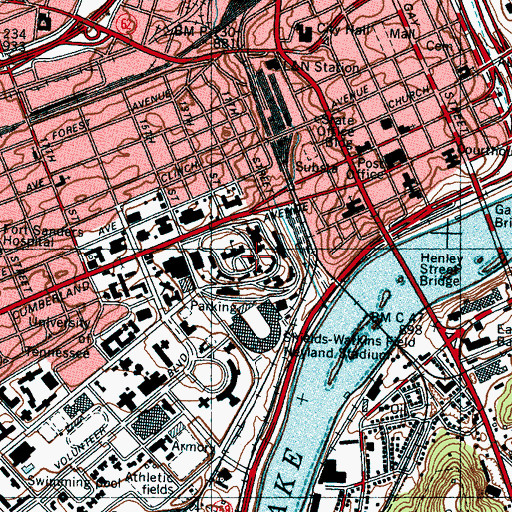 Topographic Map of South College, TN