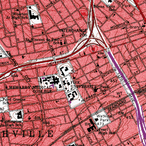 Topographic Map of Adam K Spence Hall, TN