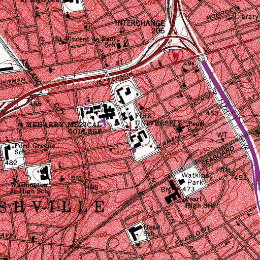 Topographic Map of Carl Van Vechten Art Gallery, TN