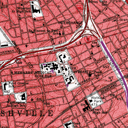 Topographic Map of Carnegie Hall, TN
