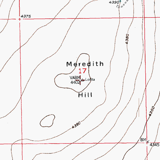 Topographic Map of Meredith Hill, CO