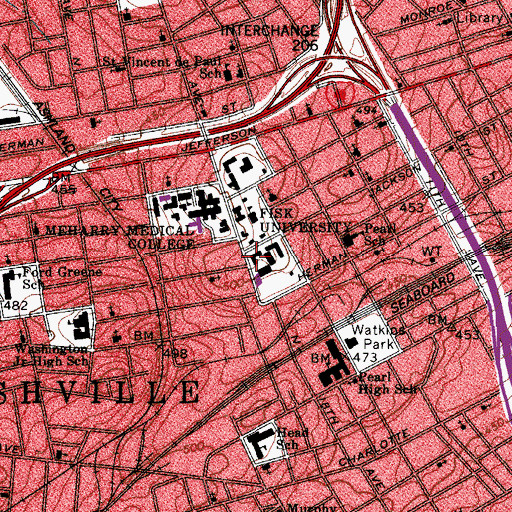 Topographic Map of Du Bois Hall, TN