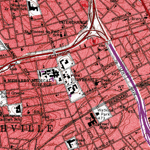 Topographic Map of Harris Music Building, TN